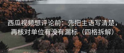 西瓜视频想评论前：先把主语写清楚，再核对单位有没有漏标（四格拆解）