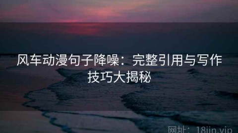 风车动漫句子降噪：完整引用与写作技巧大揭秘