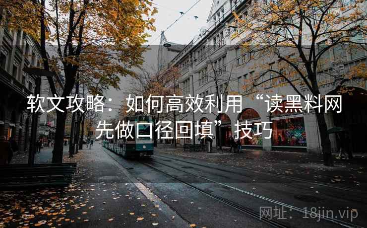 软文攻略:如何高效利用“读黑料网先做口径回填”技巧 软文攻略:如何高效利用“读黑料网先做口径回填”技巧